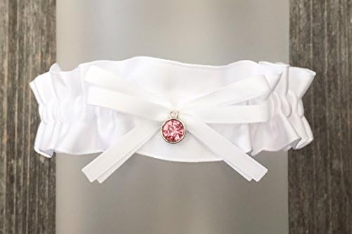 Rose Heirloom Grooms Birthstone White Satin October Charm Embellished Wedding Bridal Keepsake Garter