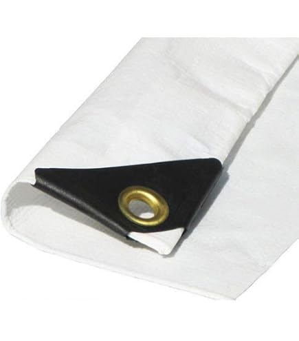 8' X 20' Heavy Duty Waterproof White Tarp with Reinforced Corners