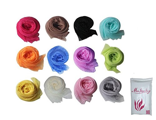 12 pcs womens fancy soft lightweight solid shawl scarve…