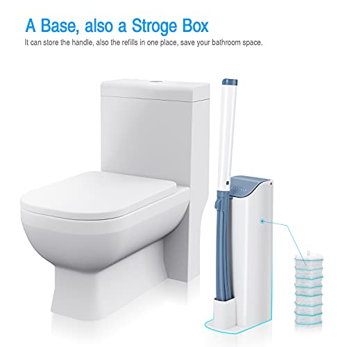 LEPO Toilet Brush Wand, 8PCS Disposable Toilet Wand Refills, Toilet Scrubber Starter Kit with 8PCS Disposable Toilet Brush Sponges for Bathroom Toilet