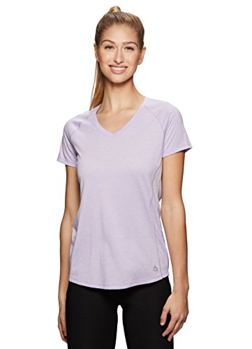 RBX Active Women's Space Dye V-Neck Short Sleeve Top Purple L