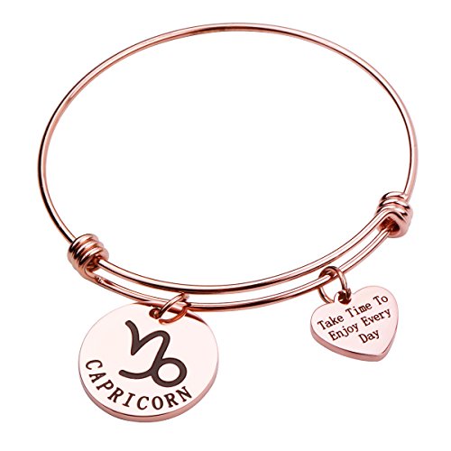 Rose Gold Zodiac Sign Bracelet Constellation Jewelry Gift for Her (Capricorn)