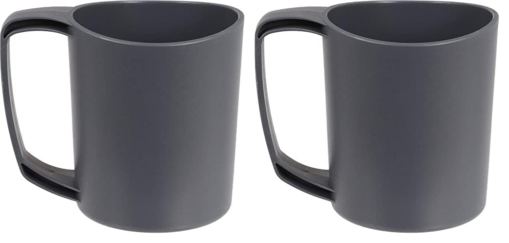 Lifeventure Ellipse Reusable Mug for Camping, Travel & Outdoor - Graphite (Pack of 2)