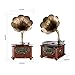 LuguLake Bluetooth Phonograph Record Player Turntable, Library Vintage Phonograph Gramophone with Copper Horn, Built-in Independent subwoofer 3.5mm Aux-in/ USB/FM for Home, Officethumb 2