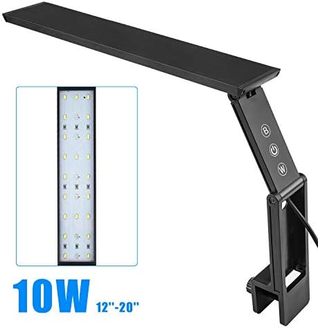 FTALGS LED Aquarium Light Clamp Kit Aquarium Plants Blue and White Fish Tank Lamp Bracket with Touch Control and 3 Dimmable Modes (12''x20'')