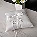 Little World Ring Pillow Pearls, Decor Bridal Wedding Ivory Ring Bearer Pillow, 7.8 Inch x 7.8 Inch (White)