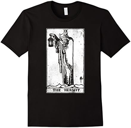 Mens The Hermit Tarot Card T-Shirt (Traditional Design) Medium Black