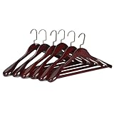 LOHAS Home 6-Pack Solid Wood Extra-Wide Shoulder Coat Hangers, Walnut Finish