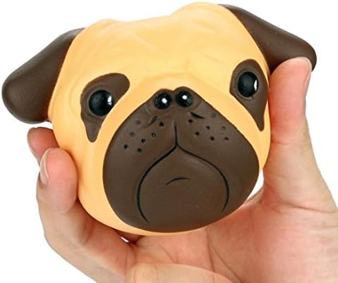 LUCOG Funny Kawaii Emoj Squishy Toy, Slow Rising Collapsible Healing Scent Exquisite Squeeze Decompression Toy, Good Stress Relief Pressing Toys for Children Adults (Pug Dog, Small Squishy Toy)
