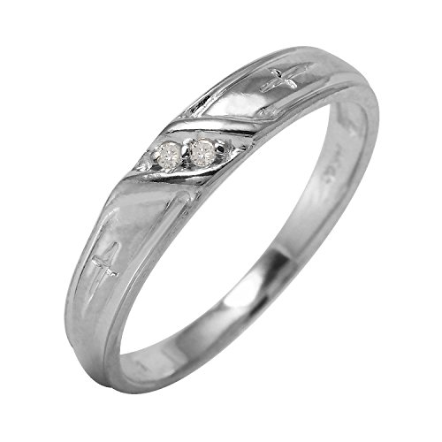 0.05 Carat Natural Diamond 14K White Gold Wedding Band for Women Size 6.5