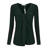 Fashion Twist Knot Front Rayon Tshirt Blouse Clothing For Women Green XL