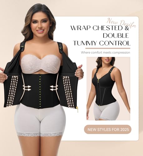 SHAPSHE Waist Trainer Corset for Women Tummy Control Sport Workout Body Shaper Vest for Postpartum Gym Zipper and Hooks