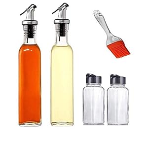 BHOOMI Oil Dispenser 500 ml Bottle Set of 2,Spice Jar Set of 2, Oil Brush,Oil Bottle for Kitchen,Oil &Vinegar Storage…