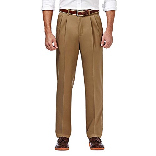 Haggar Men's Premium No Iron Khaki Straight Fit & Slim Fit Flat Front