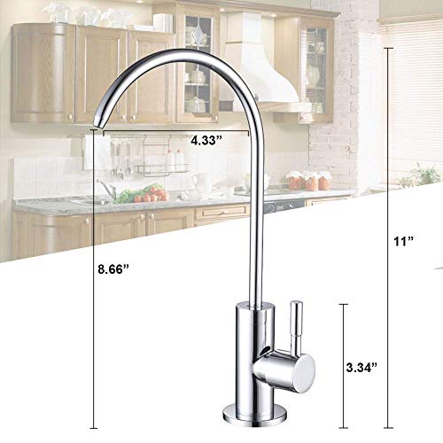 ESOW Kitchen Water Filter Faucet, 100% Lead-Free Drinking Water Faucet Fits most Reverse Osmosis Units or Water Filtration System in Non-Air Gap, Stainless Steel 304 Body Polished Chrome Finish - Thumbnail 6