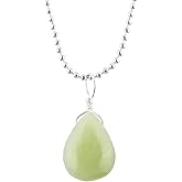 ZEMBIENCE Natural Gemstone Pendant Necklace, Cabochons Stones, Chakra Crystals, Silver Plated, June Birthstone, Handmade, Women Jewelry, Minimalist, Wedding, Valentine Gifts