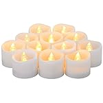 LED Lytes Flameless Candles, Set of 12 Battery Operated Tea Lights with 6 Hour Timer and Amber Yellow Flame