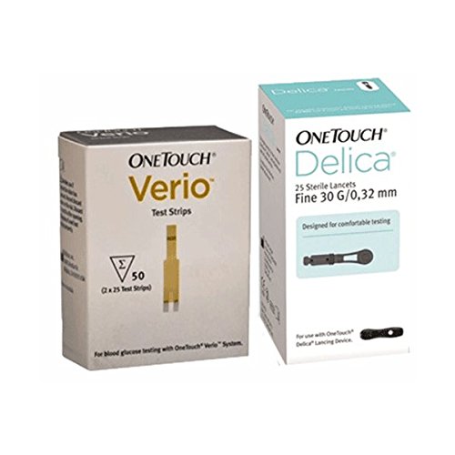 title=50 Strisce One Touch Verio e 25 Lancette One Touch Delica 25 Per Controllo
