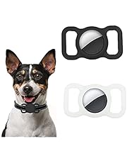 Air Tag Holder Tracking for Pet, Rainproof & Anti-Scratch Case Compatible with Apple Air Tag 2021,AirTag Dog Collar Tracker Accessories,2 Pack Black&White