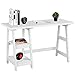 Writing Computer Desk Laptop Table White Trestle Home Office Desk Study Reading Desk Workstation with 2 Open Tiers Shelves