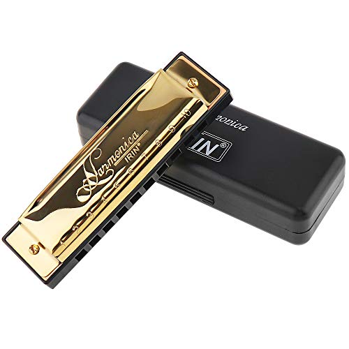 【Happy Shopping Day】OriGlam Blues Harmonica Key of C, 10 Hole 20 Tones Diatonic Harmonica C with Case for Beginner, Students, Kids Gift