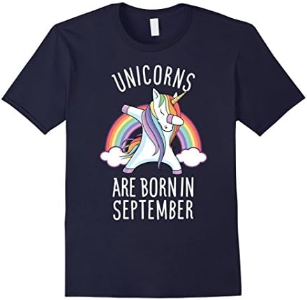 Mens Unicorns are Born in September Dabbing T Shirt Birthday Tee Small Navy