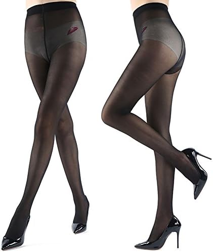 NIUPIKA Women's Sexy Footed Tights Control Top Sheer Shaping Pantyhose (Black)