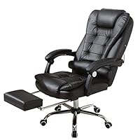 US Fast Shipment Quaanti High Back Leather Office Chair,Height Adjustable Executive Recliner Computer Desk Chair Gaming Racing Chair with Footrest Lumbar Support and Headrest,Ergonomic (Black)