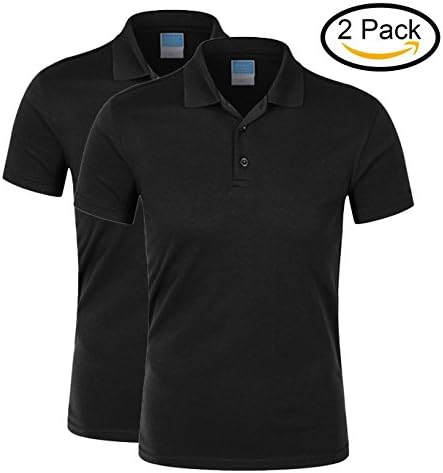 Averywin Women's Golf Polo Shirts Short Sleeve Dry-Fit 3-Button Sports Outdoors Tops T Shirts Pack of 2 (Black (Pack of 2), M/39.37" Bust)
