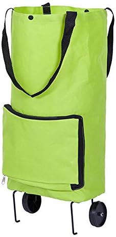 YHNJI Oxford Cloth Foldable Shopping Trolley on Wheels, 1 Pcs Reusable Grocery Shopping Cart Bag with Rolling Wheels, Large Capacity Shopping Travel Bag