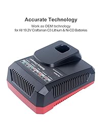 Swidan 130279005 - Cargador de batería de repuesto para Craftsman (19,2 V, C3, iones de litio y NI-CD, 11375, 11376 y 130279005)