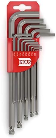 INBUS® 70433 Hex Key Set (Imperial) 13pcs, 0.05–3/8", with Ball End — Made in Germany