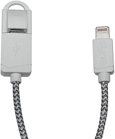 SYNQ Nylon Braided USB Pigtail Cable with Lightning Connector for iPhone 7 / 7 Plus / 6s / 6s Plus / 6 / 6 Plus, iPad Pro Air 2 Lightning Compatible Cable - Apple MFi Certified - Dark Grey (10cm)