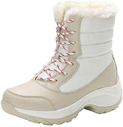 Caopixx Boots for Women's Winter Back Lace up Boot Snow Boots Non-Slip Waterproof Boots