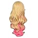 Kamo 63cm Long Zipper Beige+pink Wavy Cosplay Hair Wig