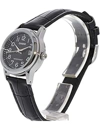 Casio # LTP-V002L-1B - Reloj de pulsera para mujer, analógico, correa de piel, esfera negra