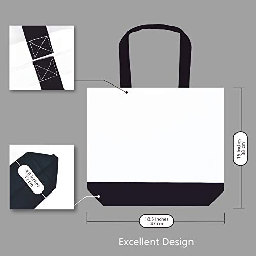 TOPDesign 3Pack Super Strong Large 12oz Cotton Canvas Tote Bag