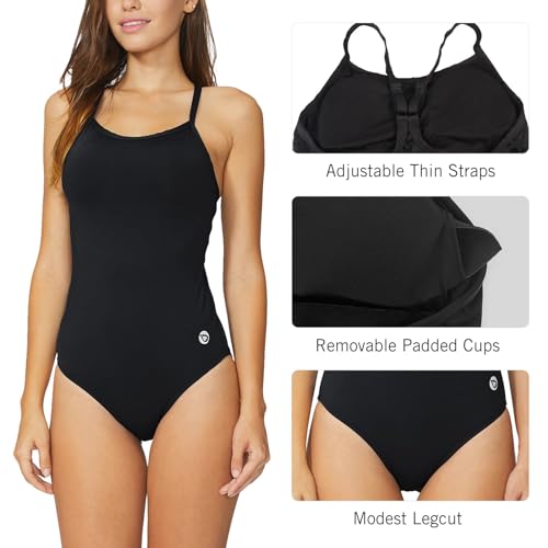 baleaf Women's Athletic Training Adjustable Strap One Piece Swimsuit
