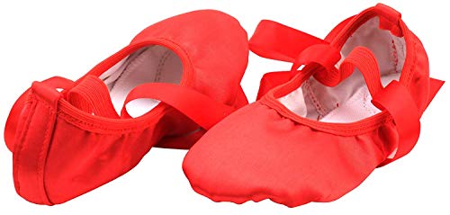 Chimei Ballet Dance Shoes for Goddler Girls Kids Women Pink Red Slipper Satin Flat Physical Shoe - Thumbnail 6