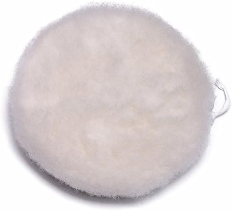 Gracefur Genuine Wool High Density Polishing Buffing Pad Soft Washable Sheepskin Polisher with String Sander for Compound Cutting Polishing White 2 pack
