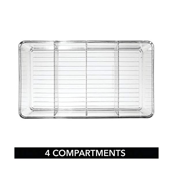 mDesign-Food-Storage-Container--Kitchen-Storage-Box-Divided-into-4-Compartments--Kitchen-Organiser-for-Spices-Jars-Packets-and-More--Clear mDesign Food Storage Container — Kitchen Storage Box Divided into 4 Compartments — Kitchen Organiser for Spices, Jars…
