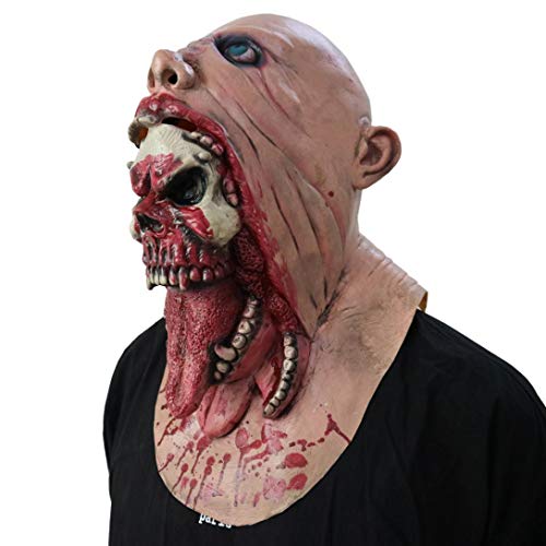 XILALU Creepy Zombie Latex Full Head Mask, Halloween Bloody Biochemical Melting Face Costume Party Props Walking Dead - Thumbnail 2