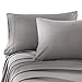 Honeymoon 1800 Brushed Microfiber Embroidered Bed Sheet Set, Ultra Soft, Queen - Gray