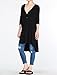 Mordenmiss Women's Half Sleeve High Low Loose Tunic Tops Casual Tee Shirts Black-XL