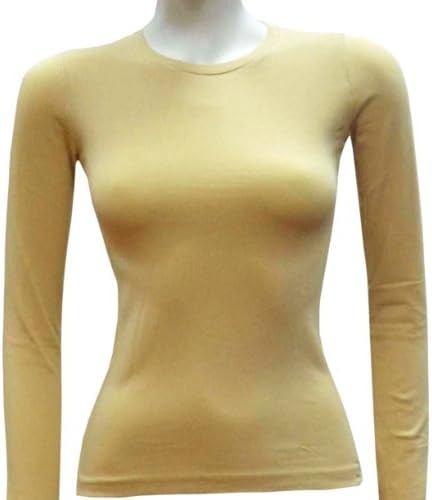 Ladies Crew Neck Full-sleeve Cotton Plain Quality Tops- Attractive Colours (Medium, Tan)