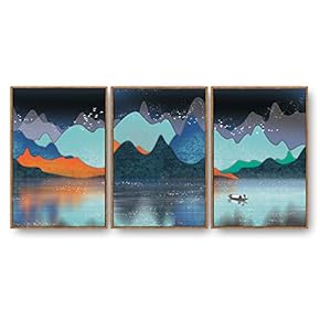 3 Piece Framed Canvas Home Artwork Decoration Abstract Nature Landscape Canvas Wall Art for Living Room, Bedroom - 16"x24"x3 Panels