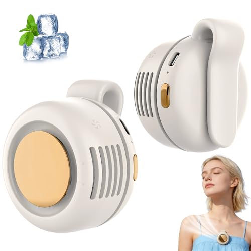 Mini Ventilador Portátil con Clip, 3 Velocidades, 360° Giratorio, Ajustable y Ciclónico, Ideal para Camisa, Oficina, Viajes y Exterior, Color Blanco, Carga Tipo C