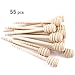 Artcome 55 Pack 6 Inch Wood Honey Dipper Sticks, with Ribbon for Honey Jam Jar Dispense, Mini Individually Wrapped, Wedding Party Favors