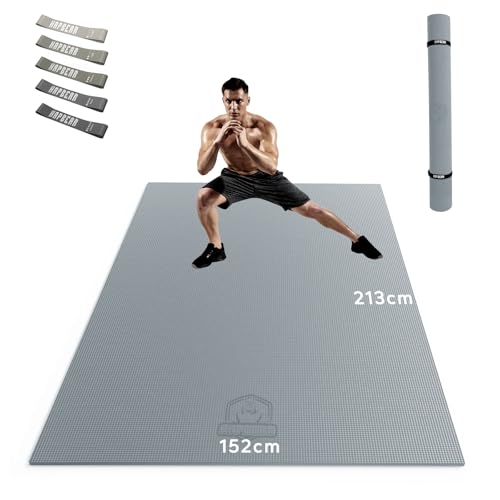 HAPBEAR Yogamatte XXL- Extra Groß Breit Sportmatte Fitnessmatte Rutschfest 213x152x0.8cm Dicke,Hoher Dichte Ultra Haltbar PVC, Gymnastikmatte mit Fitn