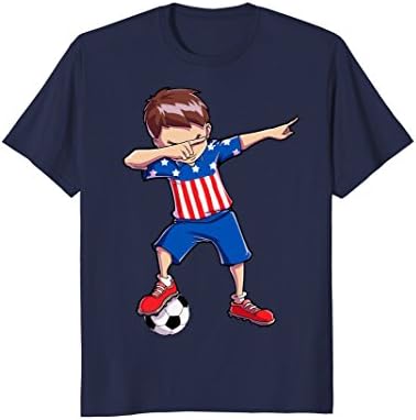 Mens Dabbing Soccer T shirt for Boys Kids Men American Flag USA Medium Navy